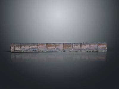 Industrial Building Structure Composed of Multiple Rectangular Rusted Metal Modules Horizontally Arranged On Reflective Ground 3d model