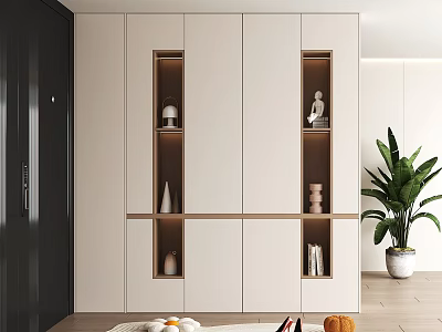 Modern Shoe Cabinet With Open Shelves And Decorative Ornaments For Home Storage 3d model