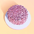 Delicate Pink Cake With Rose Swirl Frosting On White Circular Tray