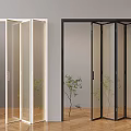White and Black Glass Folding Doors for Interior with Plants