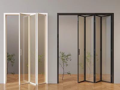 Glass sliding folding door multi-sliding door very narrow folding balcony kitchen folding door 3d model