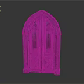 Intricately Carved Gothic Wooden Door With Arched Top And Double Panels