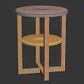 Stylish Wooden Round Side Table With Two Tier Shelf And Sturdy Legs Design