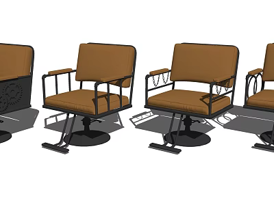 Ergonomic Massage Chairs With Brown Upholstery Metal Frame And Swivel Base 3d model