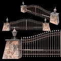 Elegant Iron Partition Design With Decorative Elements Heart Shaped Motifs Stone Pillars And Lamp Posts