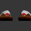 Brown Sole Flip Flops With White Strap And Red Flower Decoration