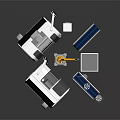Industrial Robot Arm Operating With Automated Production Line Machines And Conveyor Belt