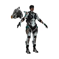 Futuristic Sci Fi Game Character In White Black Mechanical Armor Design 3d model
