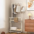Practical White Multi Tiered Clothing Rack For Hanging Clothes And Storing Bedding Items 3d model