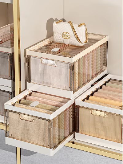 Stackable Transparent Mesh Storage Baskets For Clothes 3d model