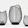 Black Vase Shaped Decorative Lamps With Striped Design And Three Sizes