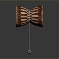 Red And White Striped Wooden Handheld Percussion Drum With Stick And Ball
