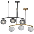 Stylish Modern Chandeliers With Arched Design And Spherical Bulbs In Black Gold Finishes