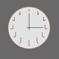 Minimalist Round Wall Clock With White Dial Pink Markers And Wooden Frame