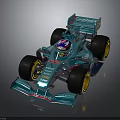 Sleek Blue Formula 1 Car With Castrol Logo Yellow Wheels And Aerodynamic Design