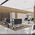 Modern Public Office Space With Open Layout Desks Computers Large Windows And Green Plants