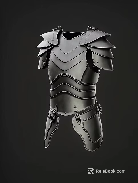 Medieval Metal Armor Weapon With Intricate Chest Plate And Shoulder Guards 3d model 