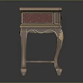 Wooden Nightstand With Golden Accents Drawer And Elegant Curved Legs Design