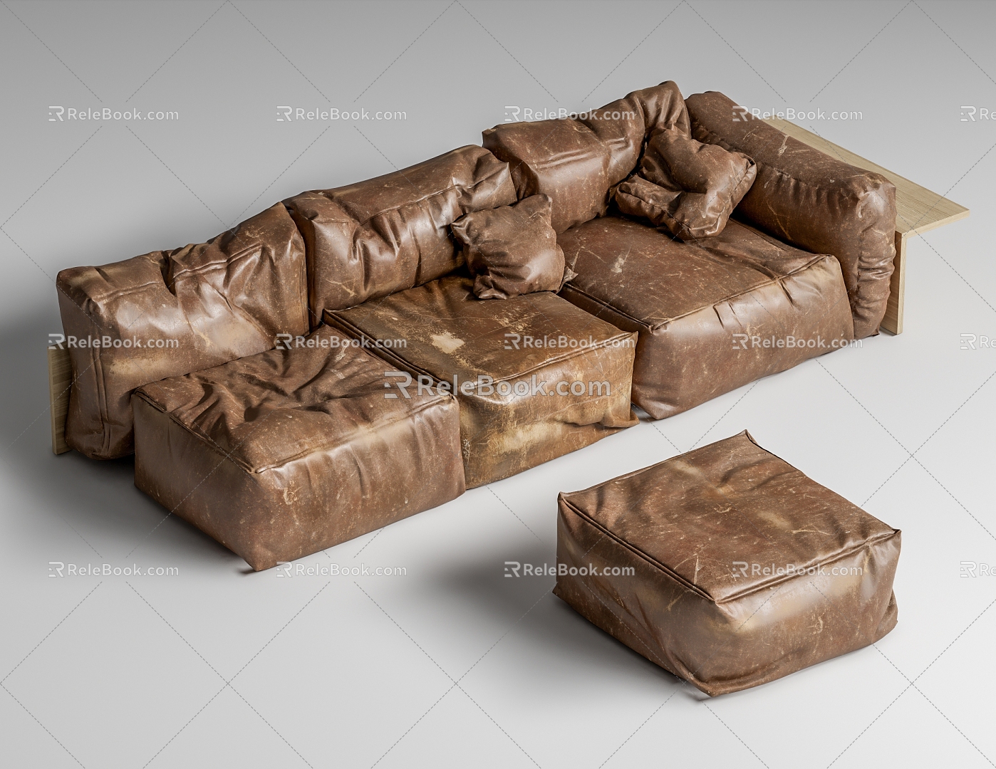 Middle Aged Leather Sofa Multiplayer Sofa 3d model