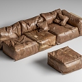 Middle Aged Leather Sofa Multiplayer Sofa 3d model