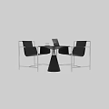 Modern Table And Chair Set With Black Leather Chairs Metal Frame And Round Table Design