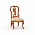 Traditional Wooden Single Chair With Carved Backrest And Floral Upholstered Seat