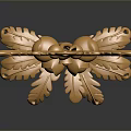 Golden Plant Inspired Decoration With Curled Vines Leaves And Fruits