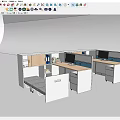 Modern Public Office Space with Cubicle Workstations Computer Monitors and Storage Cabinets 3d model