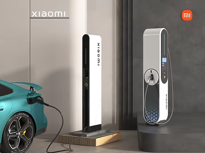 Public Facility Xiaomi Electric Vehicle Charging Stations With Modern Car Charging Equipment 3d model