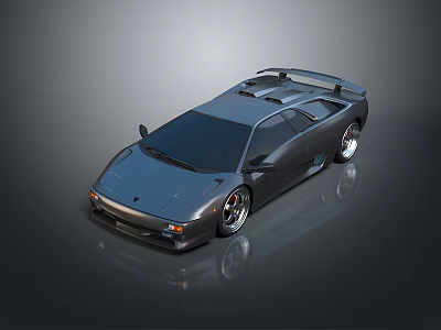Dark Modern Sports Car With Sleek Design Rear Spoiler And Silver Alloy Wheels 3d model