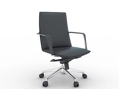 Modern Conference Room Interior With Black Leather Office Chair Featuring Metal Frame And Wheels 3d model