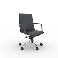 Modern Conference Room Interior With Black Leather Office Chair Featuring Metal Frame And Wheels