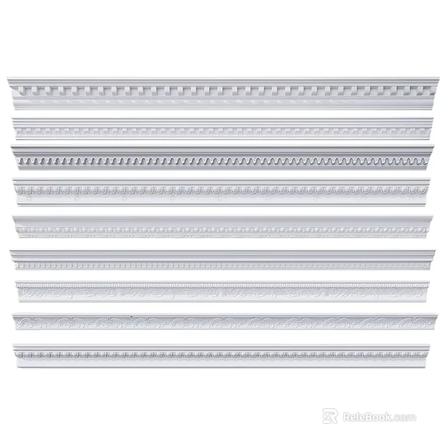 White Decorative Lines With Various Intricate Patterns For Interior Ceiling And Wall Decoration Projects 3d model