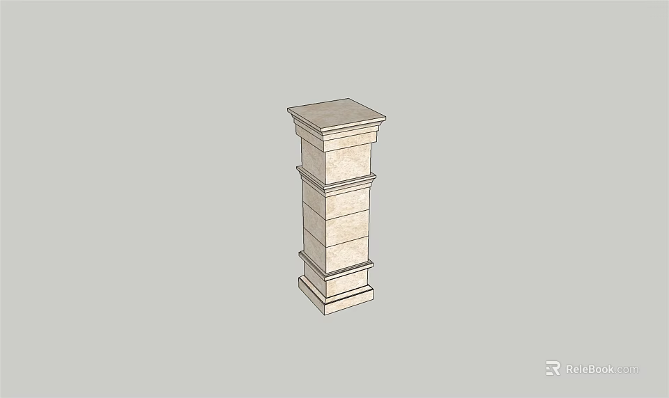 Classic Beige Stone Column Design Featuring Layered Tiered Structure And Smooth Finish 3d model