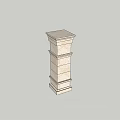 Classic Beige Stone Column Design Featuring Layered Tiered Structure And Smooth Finish 3d model