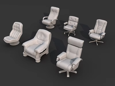 White Single Sofa With Various Modern Leather Designs And Comfortable Seats 3d model