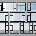 Various Modern Window Designs With Black Frames And Clear Glass Panels 3d model