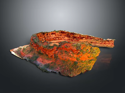 Detailed Red Rock Terrain 3D Model With Colorful Layers And Natural Texture 3d model
