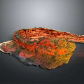 Detailed Red Rock Terrain 3D Model With Colorful Layers And Natural Texture