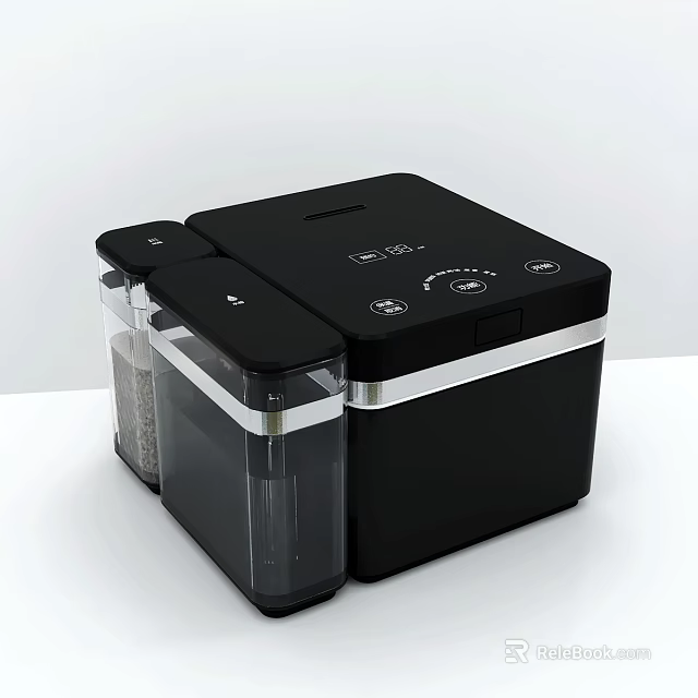 Modern Black Kitchen Appliance With Transparent Storage Containers And Digital Control Panel 3d model