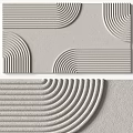 Square Rug With Geometric Curved Lines Textured Surface In Neutral Tone 3d model