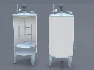 Industrial Equipment Cylindrical Storage Tanks With Stands And Top Valves 3d model