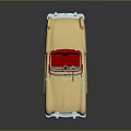 Vintage Beige Convertible Car With Red Interior And Chrome Front Accents