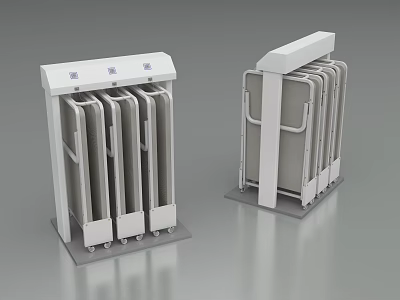White Metal Turnstiles With Multiple Lanes For Security Check Entrance Exit 3d model