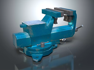 Blue Bench Vise Hardware Tool With Rotary Base For Workshop Metalworking 3d model
