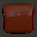Red Leather Bag With Flap Design Gold Button And White Stitching 3d model