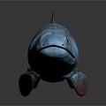 Realistic Aquatic Animal With Blue Green Body Red Fins Scales And Long Body