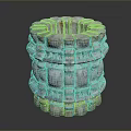 Rusty Metal Mechanical Part With Layered Structure And Gear Like Edges On Dark Background