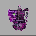 Futuristic Purple Mechanical Weapon Featuring Green Eye And Metal Spring Design Parts