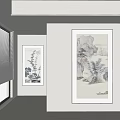 Traditional Chinese Landscape Paintings Hanging On Modern Interior Wall As Decorative Artwork